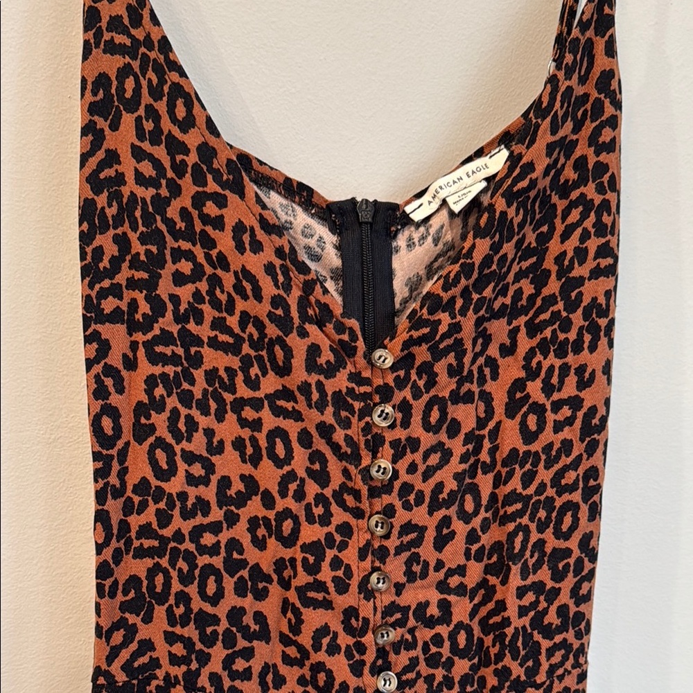 American Eagle Brown Leopard Print Jumpsuit